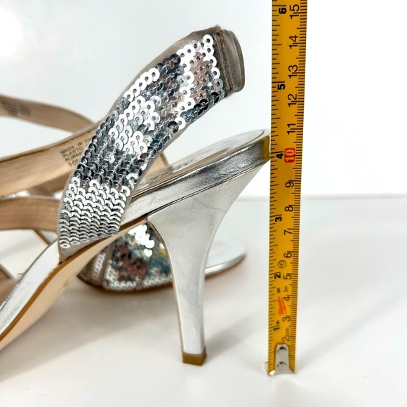 Michael Kors silver strappy slingback heels, 10, sequins, Party Cocktail Sexy - Picture 11 of 11